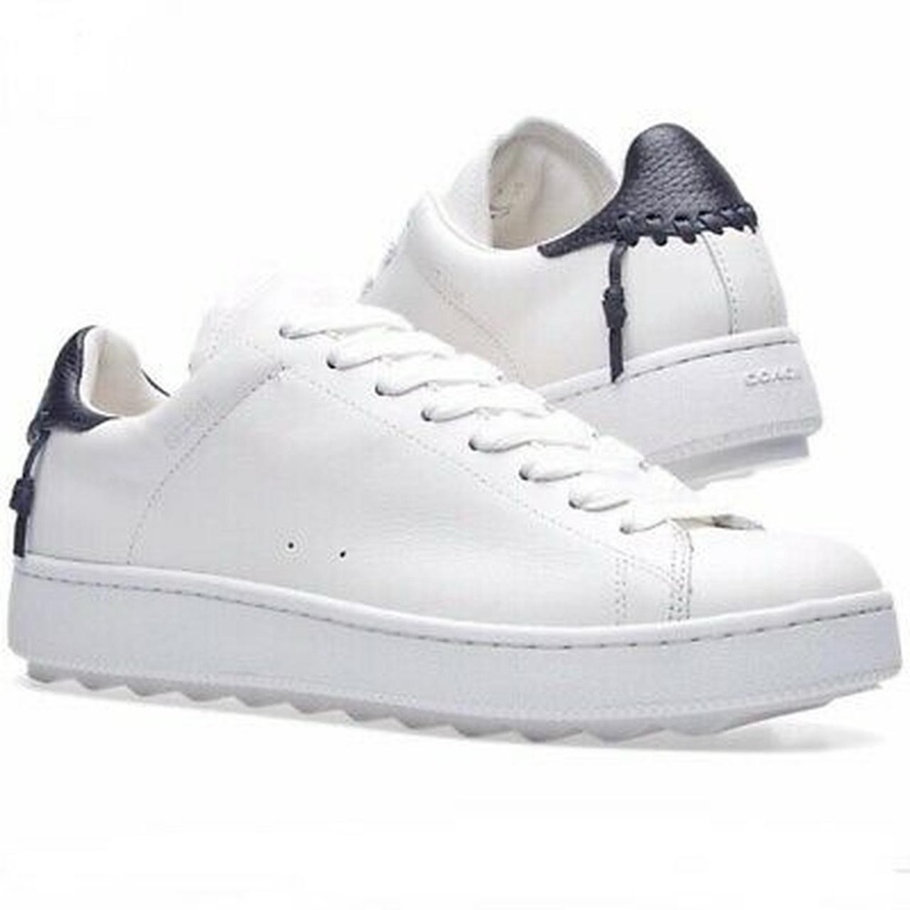 Low Top C101 COACH sneakers in white and blue leather